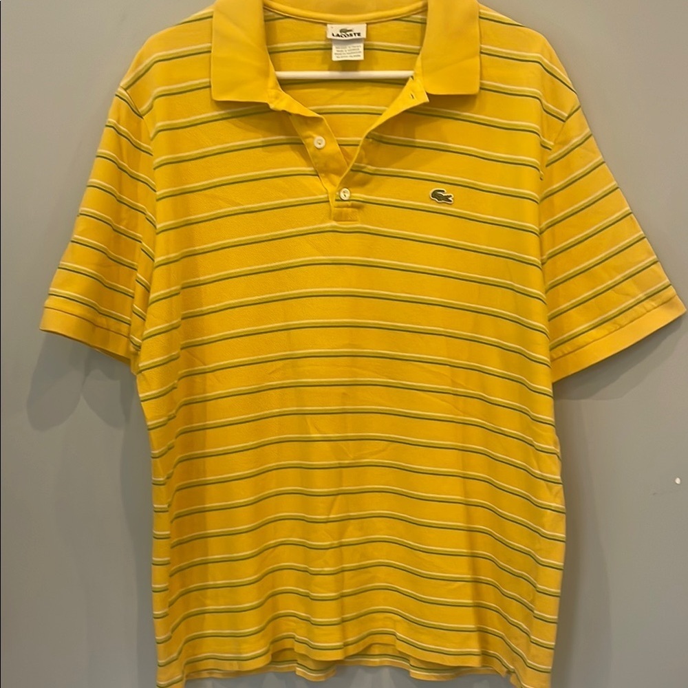 Lacoste Men's Yellow Striped Polo Shirt